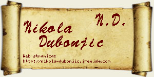 Nikola Dubonjić vizit kartica